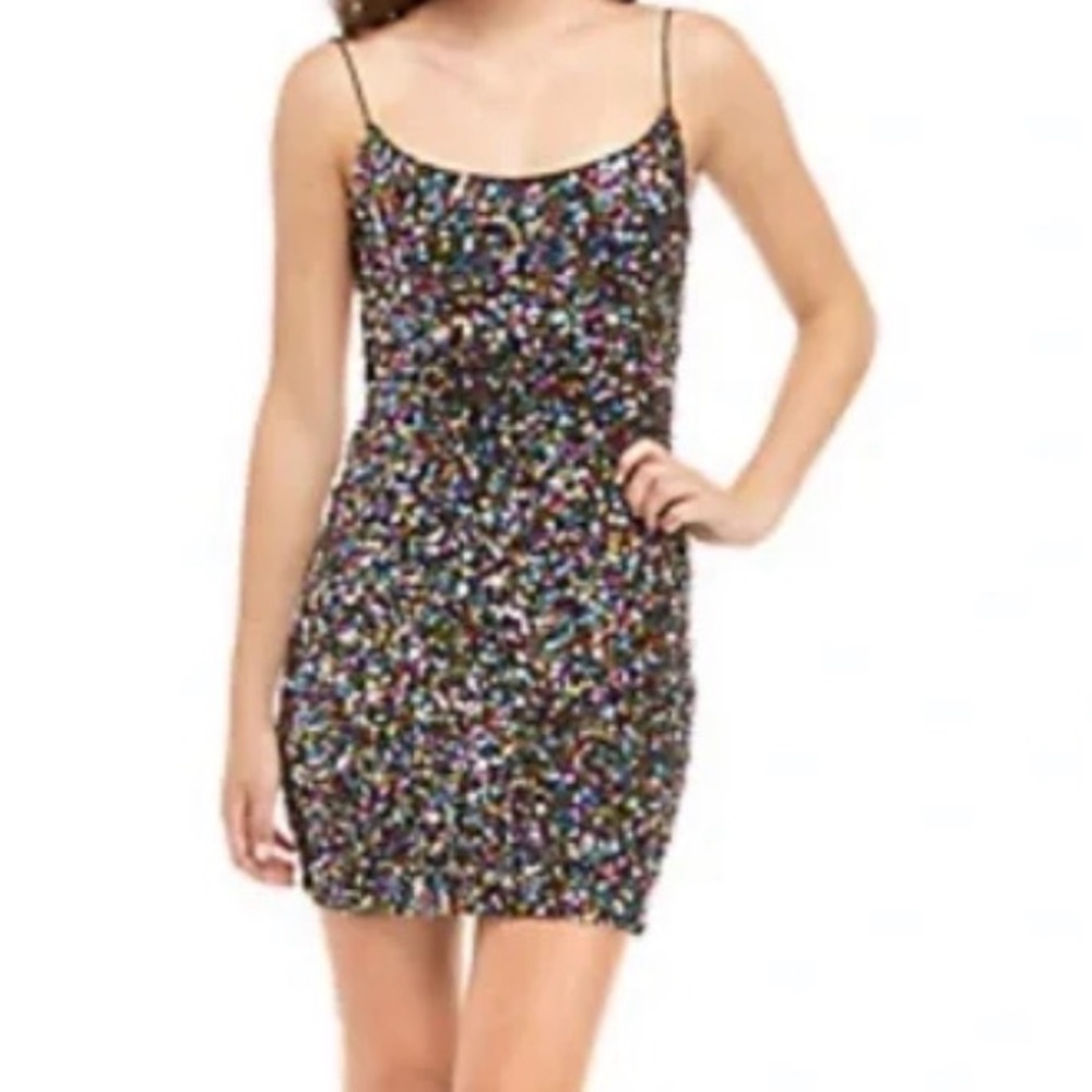 Endless Rose NWT Rainbow Sequin Mini Dress S– Sparkle Party Cocktail